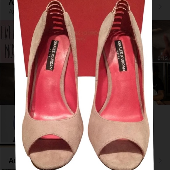 Charles Jourdan beige suede size 9.5 reptile print - Picture 7 of 8